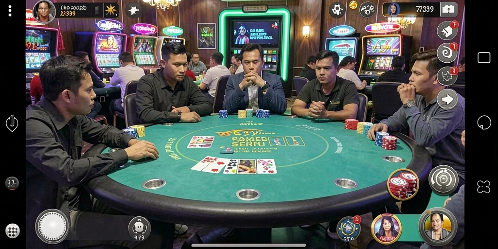 Tangkapan layar permainan Poker yang mendebarkan dan menarik.