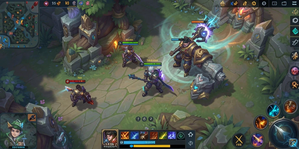 Tampilan gameplay seru dalam game MOBA 55RP.