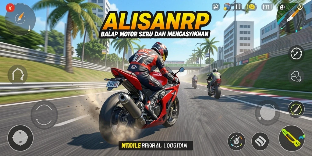 Gameplay seru ALISANRP saat balap motor di trek menantang.