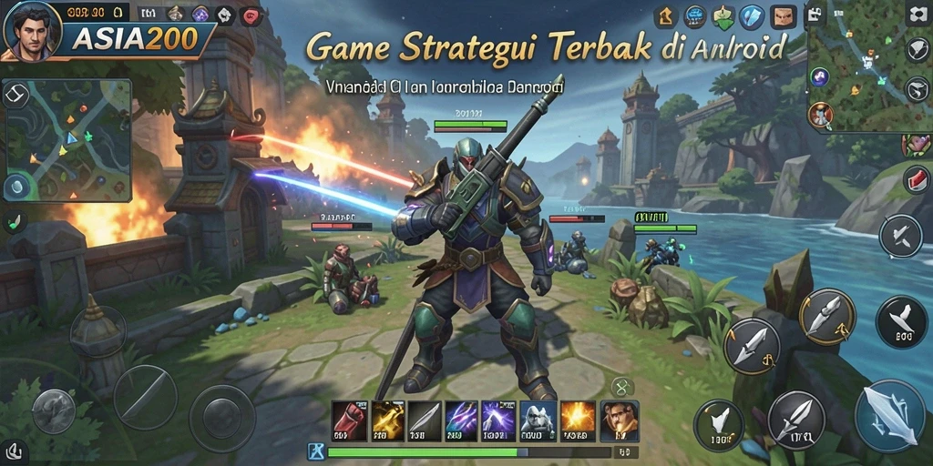 Tampilan gameplay menarik dengan pertarungan dan pembangunan kota.