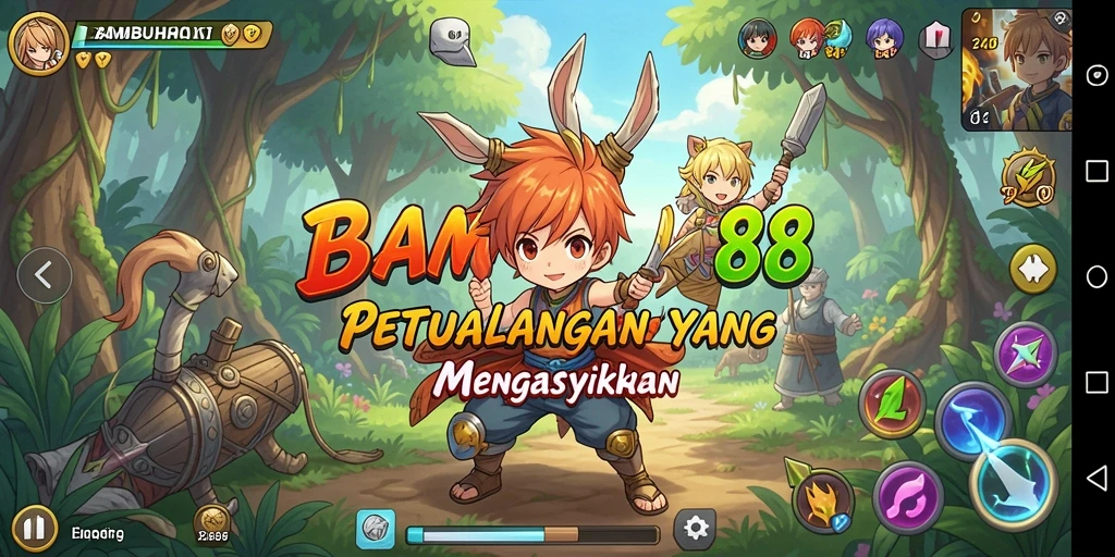 Tampilan gameplay seru di dunia anime yang penuh warna.