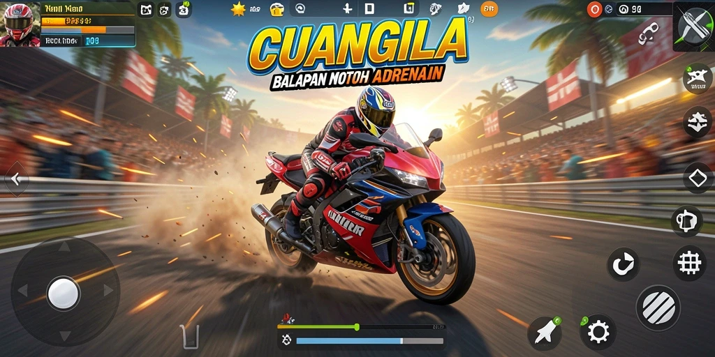 Gameplay seru dalam balapan motor yang mendebarkan