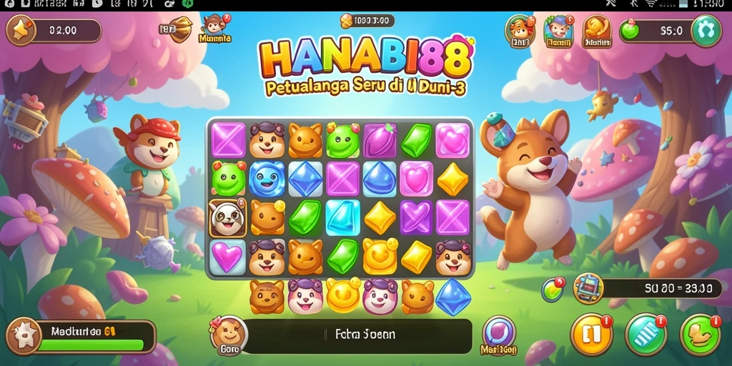 Screenshot gameplay HANABI88 yang menampilkan keseruan mencocokkan item Match-3.