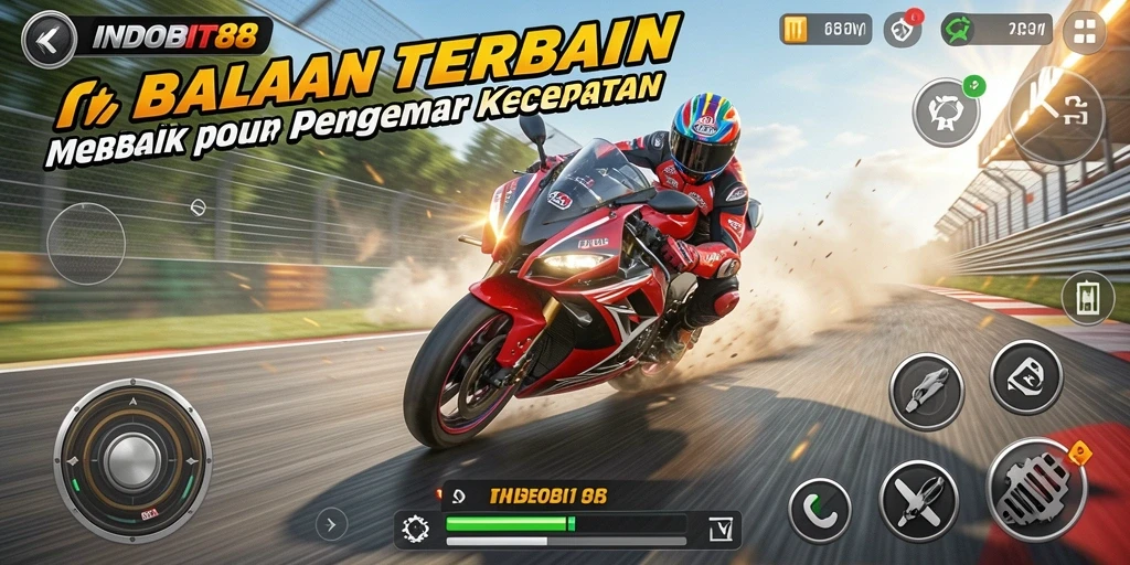 Gameplay mendebarkan dengan berbagai motor balap yang menantang.