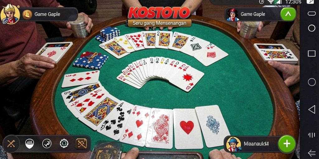 Tampilan gameplay KOSTOTO dengan pemain bersaing dalam Gaple.
