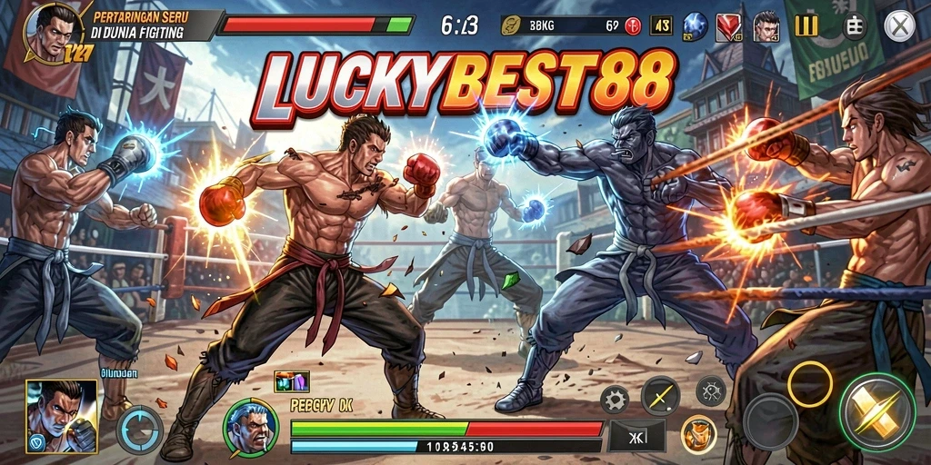 Tampilan gameplay menegangkan dalam LUCKYBEST88 dengan pertarungan yang dinamis.
