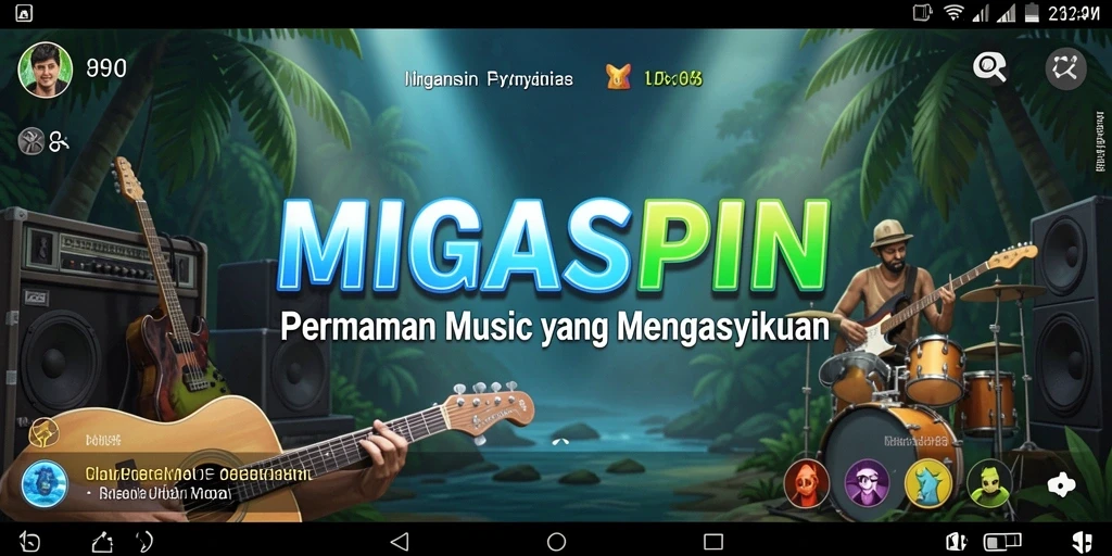 Screenshot gameplay MIGASPIN yang menunjukkan serunya bermain musik.