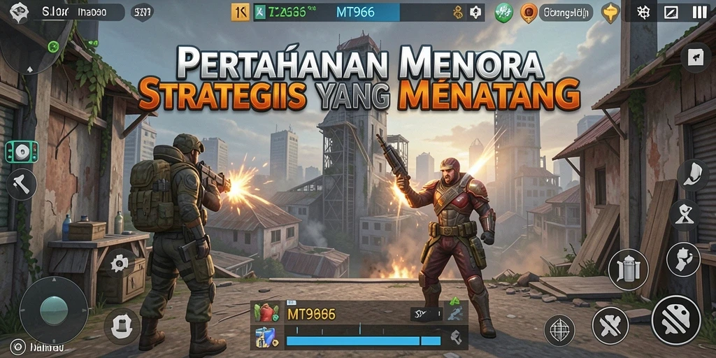 Screenshot utama MT966 menunjukkan aksi seru gameplay Tower Defense.