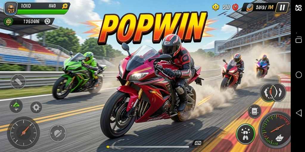 Tampilan aksi luar biasa dalam balapan motor di POPWIN.