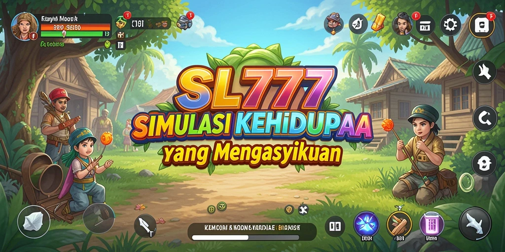 Screenshot gameplay SL777 dengan karakter dan aktivitas yang beragam.