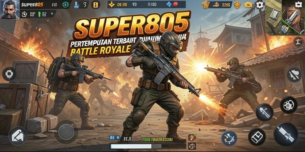 Tangkapan layar menunjukkan aksi seru dalam permainan Battle Royale.