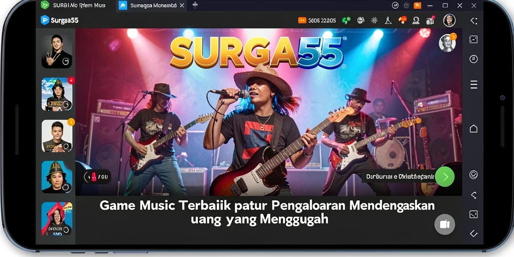 Gameplay SURGA55 yang seru dengan berbagai pilihan lagu.