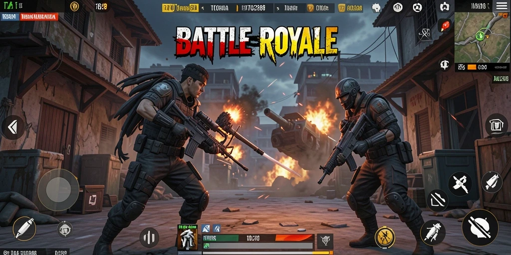 Screenshot gameplay TO288 yang penuh aksi Battle Royale.