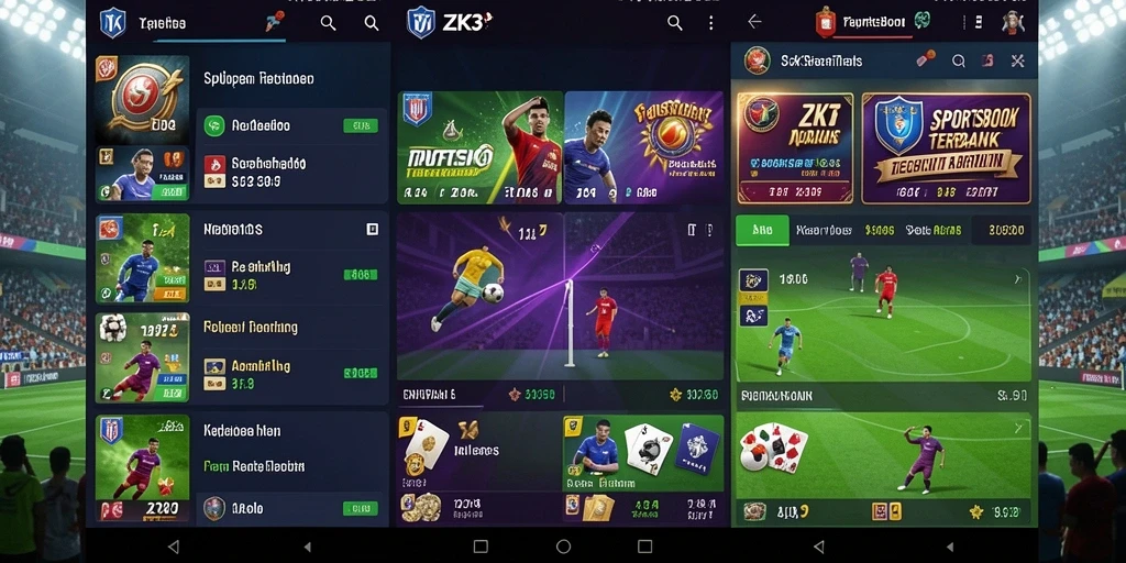 Screenshot gameplay ZK3 dengan tampilan taruhan olahraga yang menarik.